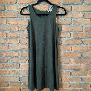 Pink Republic Womens Small Dress Olive Green Lace Up Back Tank Casual ALine Mini